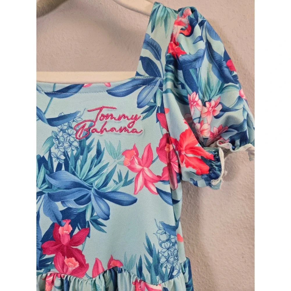 Tommy Bahama Tropical Floral Tiered Puff Sleeve Summer Dress 4T